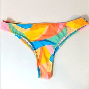 WILD FABLE LOW-RISE HIGH-CUT ULTRA CHEEKY MULTI PASTEL BIKINI BOTTOM SZ XS NWT